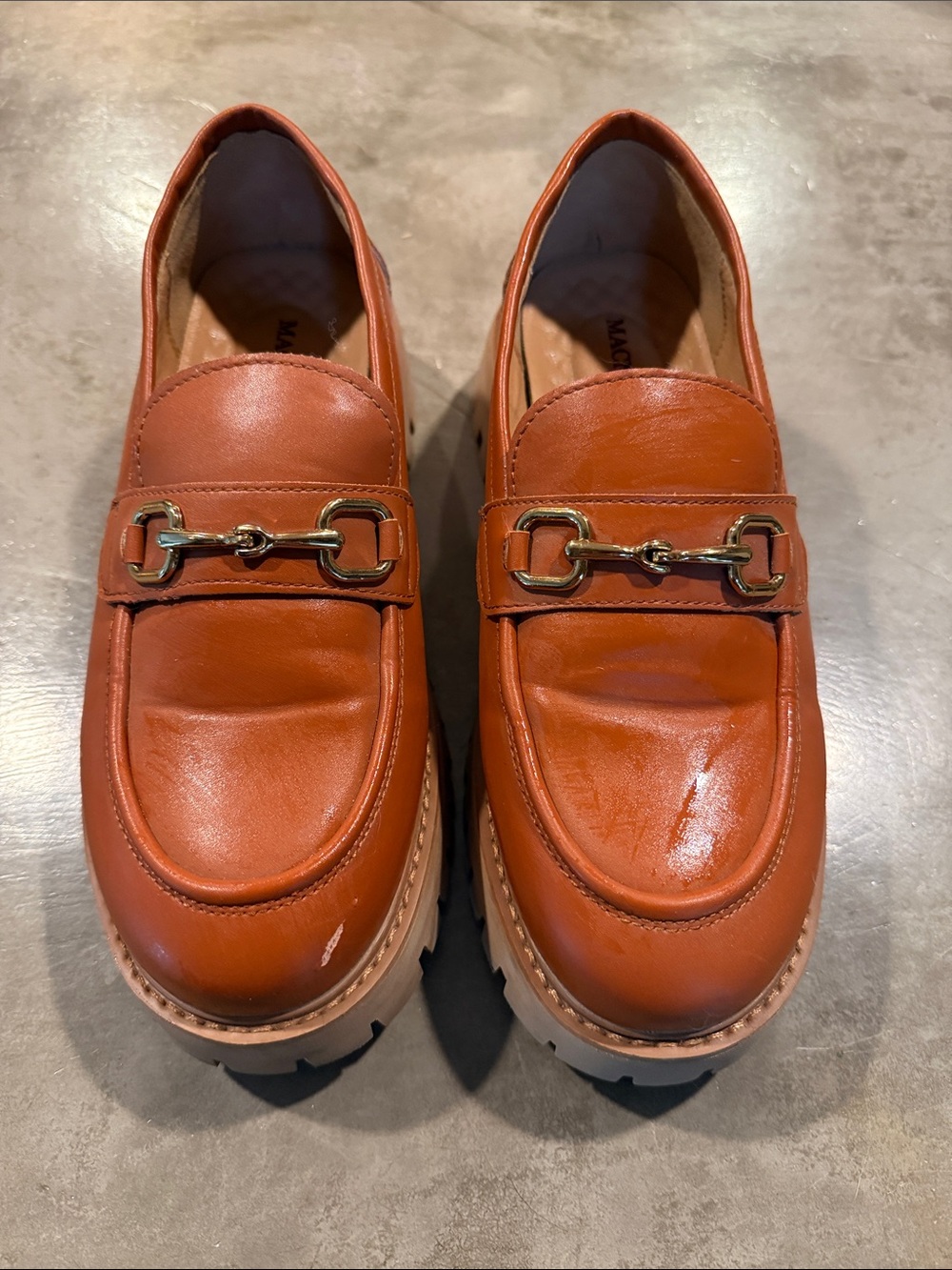 Women's Leather Bit Loafers in Cognac Tan